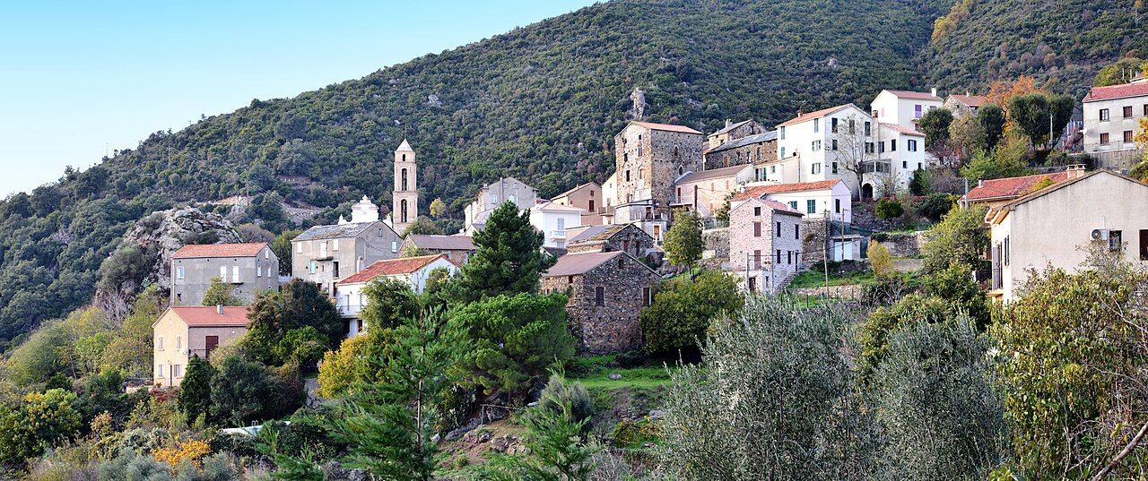 Le village de Tox étagé sur un versant boisé, avec ses maisons claires et le clocher de l’église Saint-Jean-Baptiste